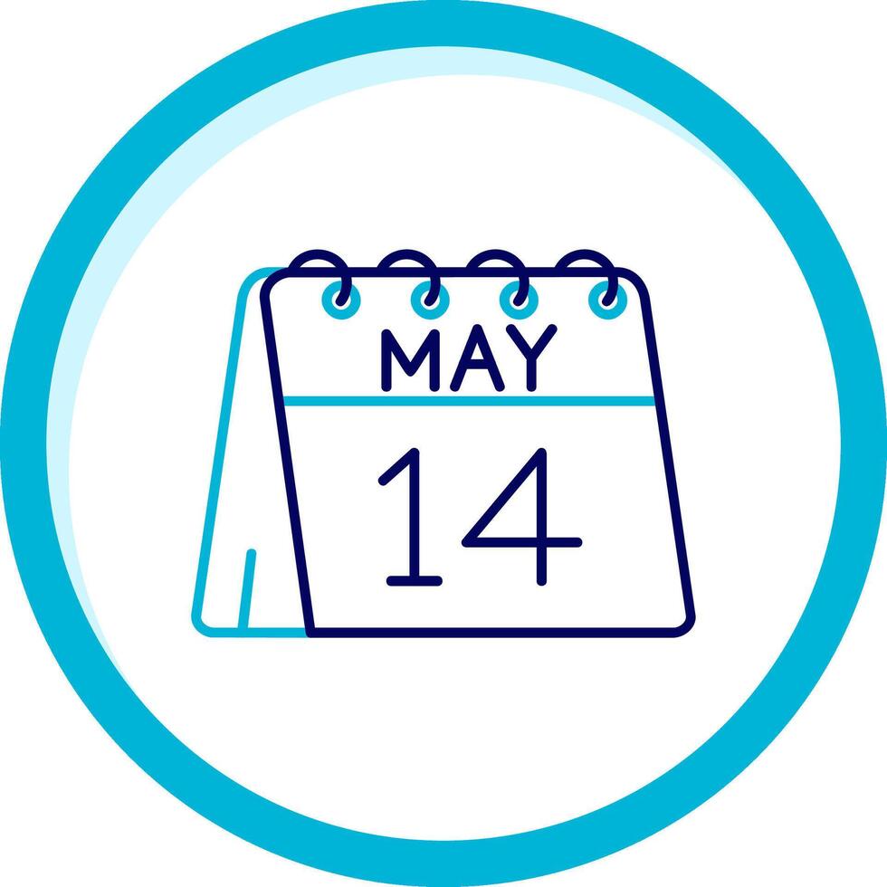 14to de mayo dos color azul circulo icono vector