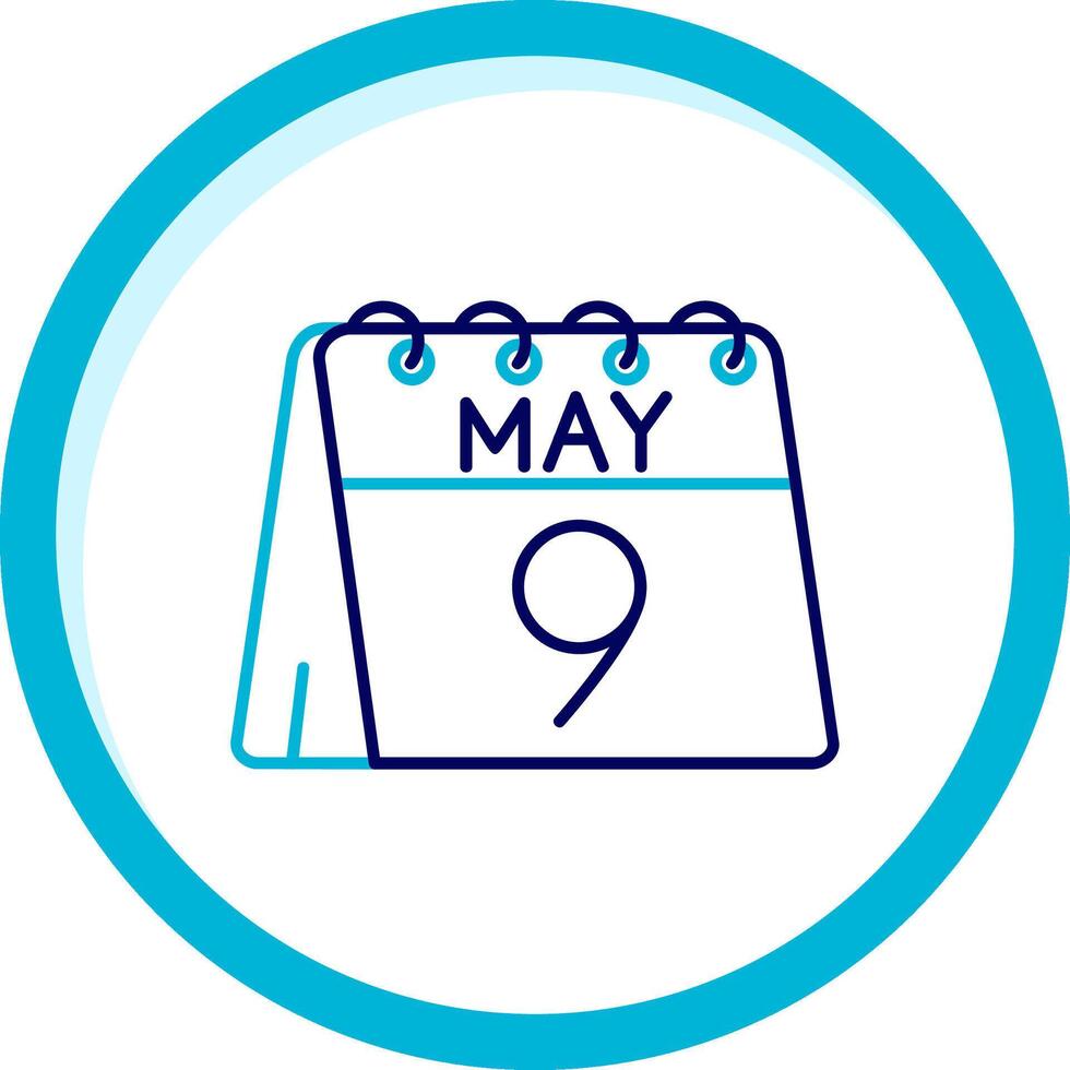 9th of May Two Color Blue Circle Icon vector