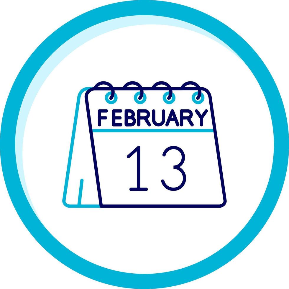 13th of February Two Color Blue Circle Icon vector