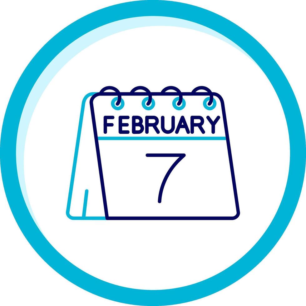 7th of February Two Color Blue Circle Icon vector