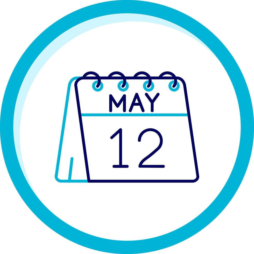 12mo de mayo dos color azul circulo icono vector