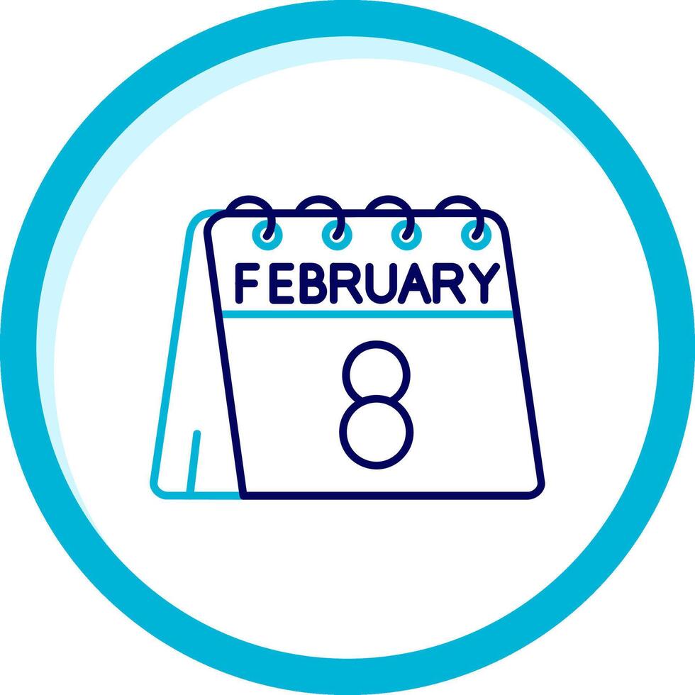 8vo de febrero dos color azul circulo icono vector