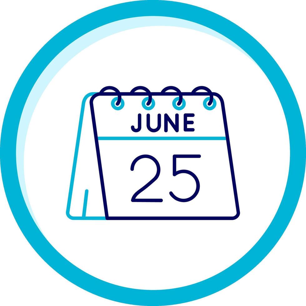 25th of June Two Color Blue Circle Icon vector