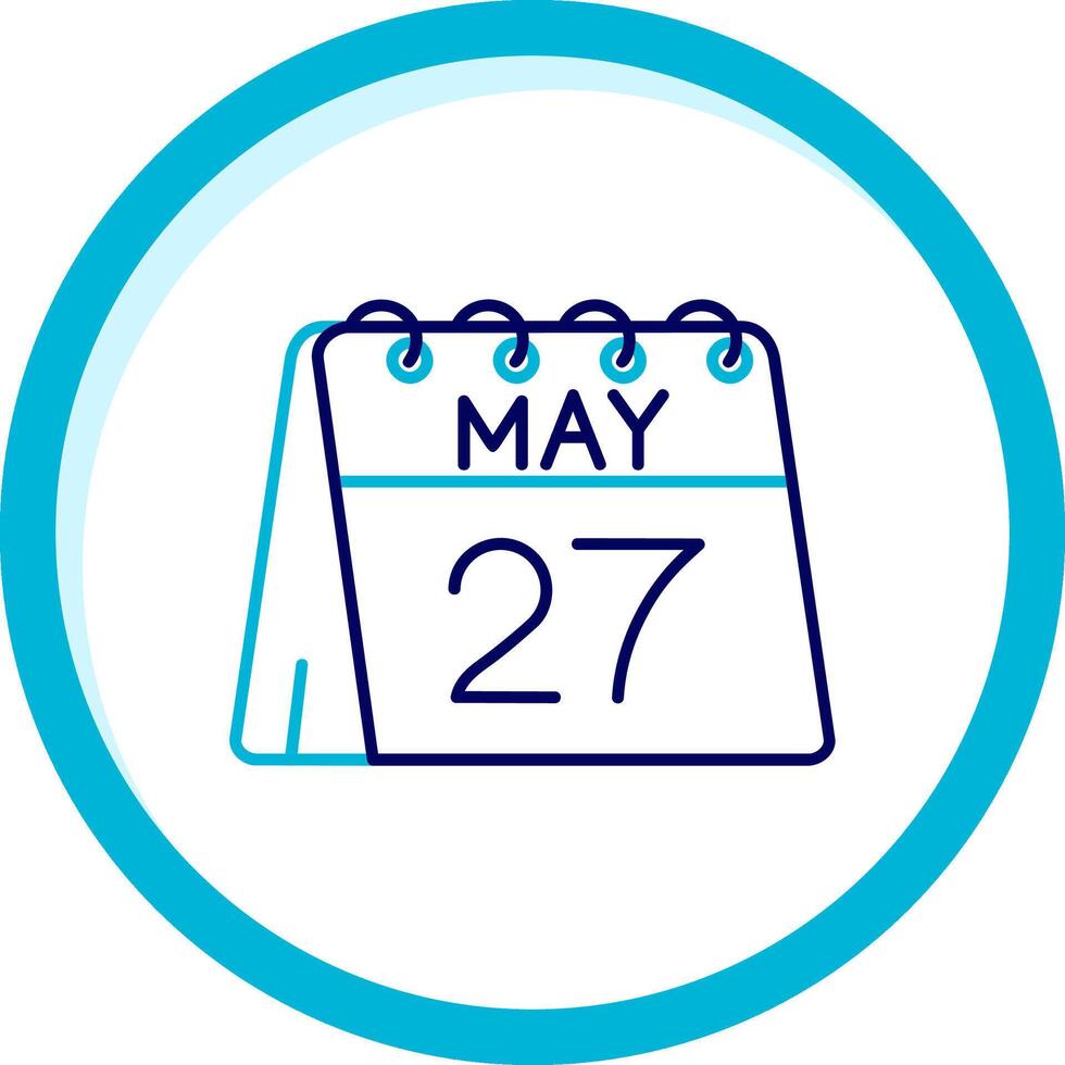 27th of May Two Color Blue Circle Icon vector