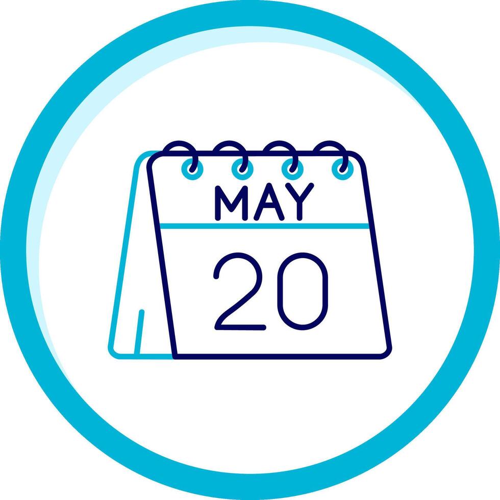 Vigésimo de mayo dos color azul circulo icono vector