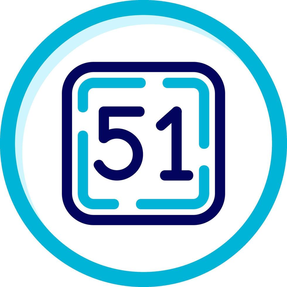 Fifty One Two Color Blue Circle Icon vector
