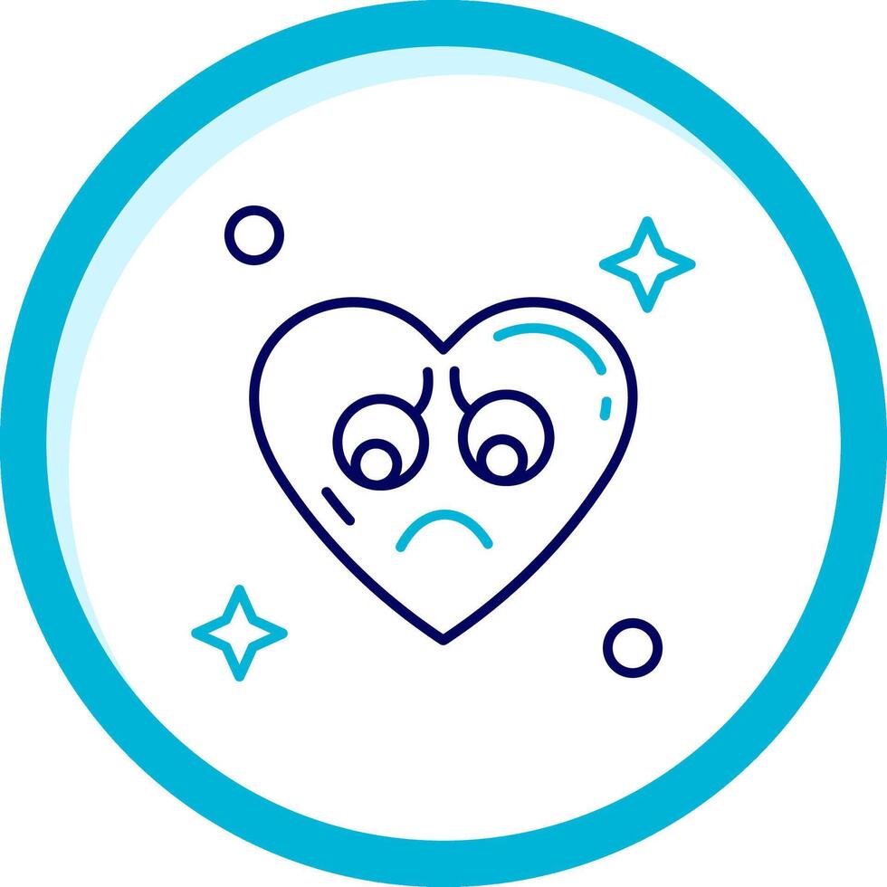 triste dos color azul circulo icono vector