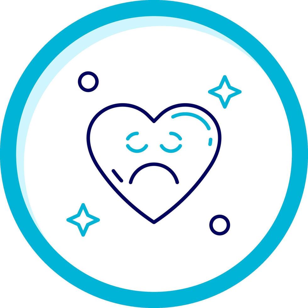 Sad Two Color Blue Circle Icon vector