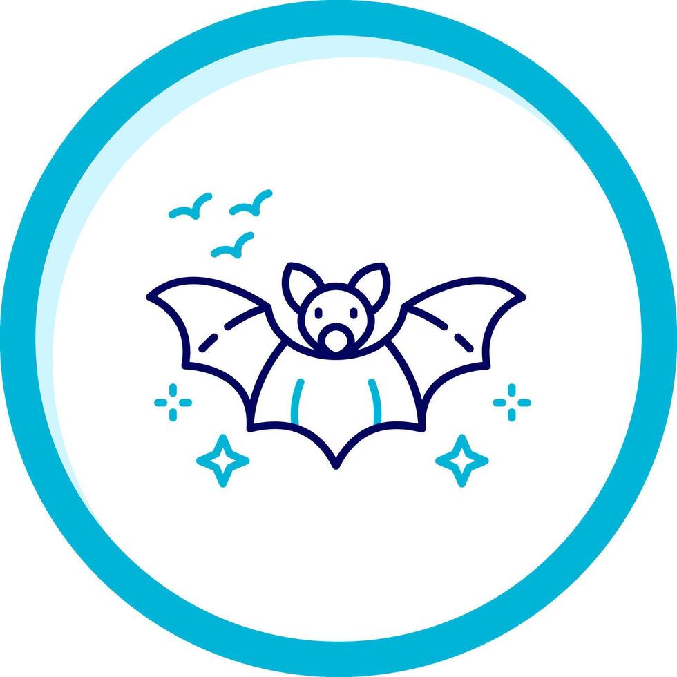 murciélago dos color azul circulo icono vector