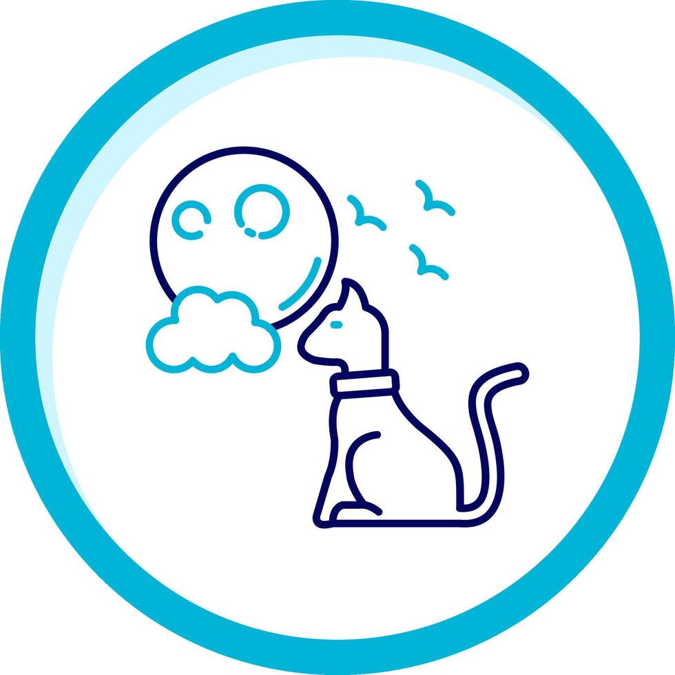 Black cat Two Color Blue Circle Icon vector