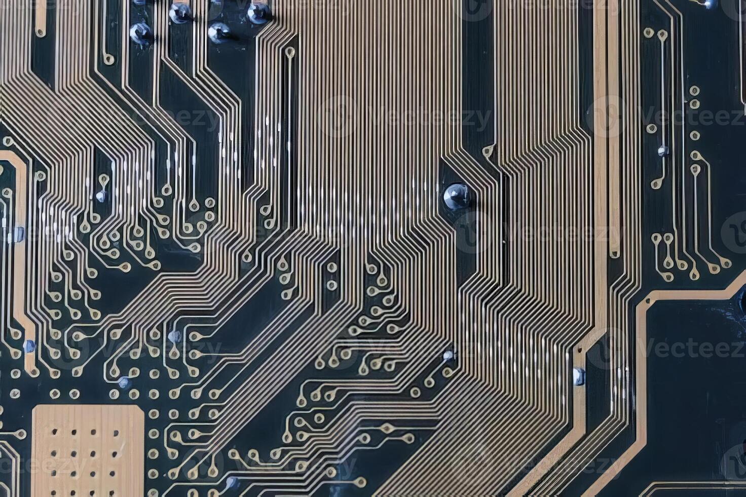 Computer processor and motherboard, microchip details close view. Hi-tech innovation background photo