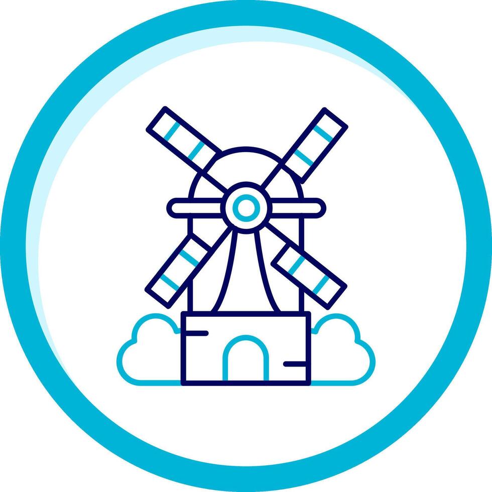 Windmill Two Color Blue Circle Icon vector