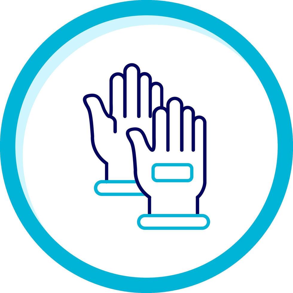 mano guantes dos color azul circulo icono vector