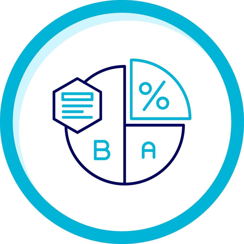 Pie chart Two Color Blue Circle Icon vector