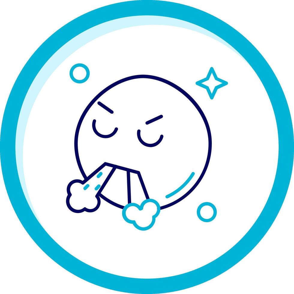 Angry Two Color Blue Circle Icon vector