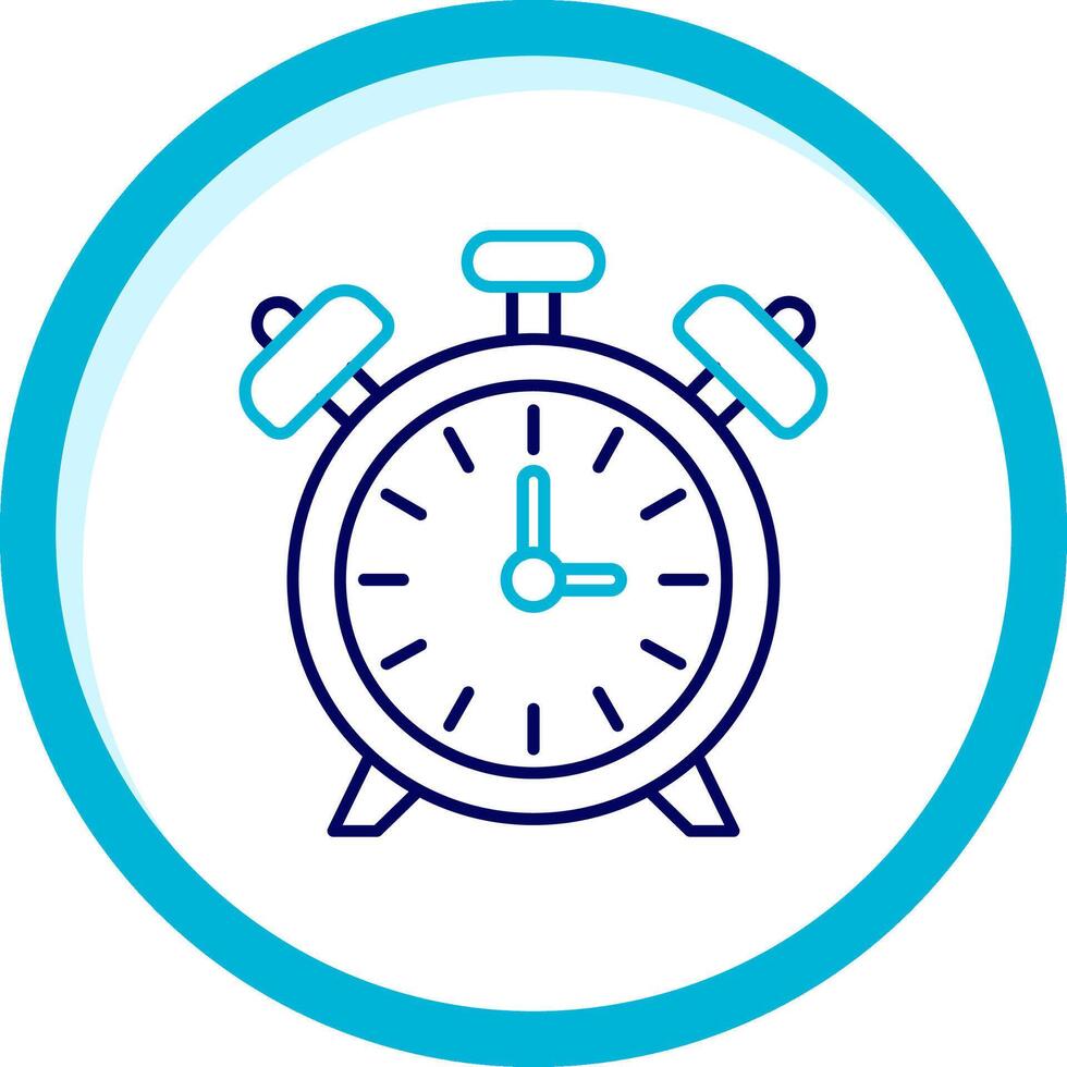 alarma reloj dos color azul circulo icono vector