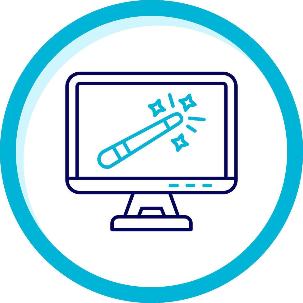 Magic wand Two Color Blue Circle Icon vector