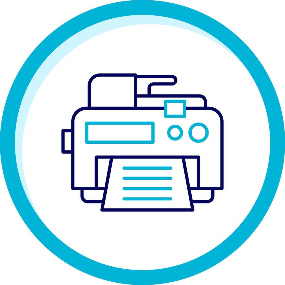 Printer Two Color Blue Circle Icon vector