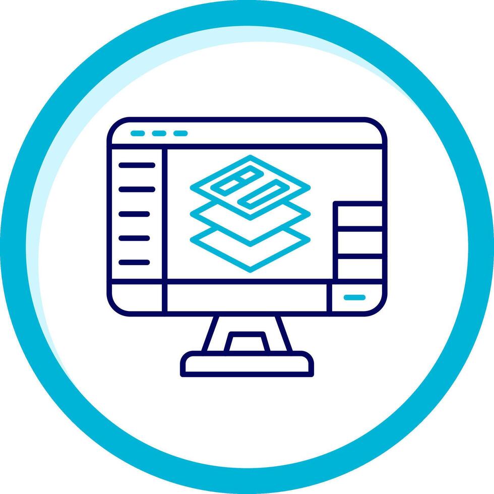 Layers Two Color Blue Circle Icon vector