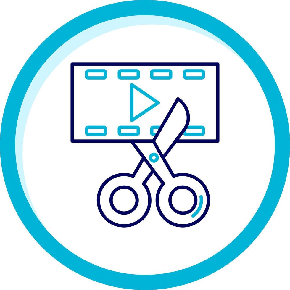 Video editor Two Color Blue Circle Icon vector