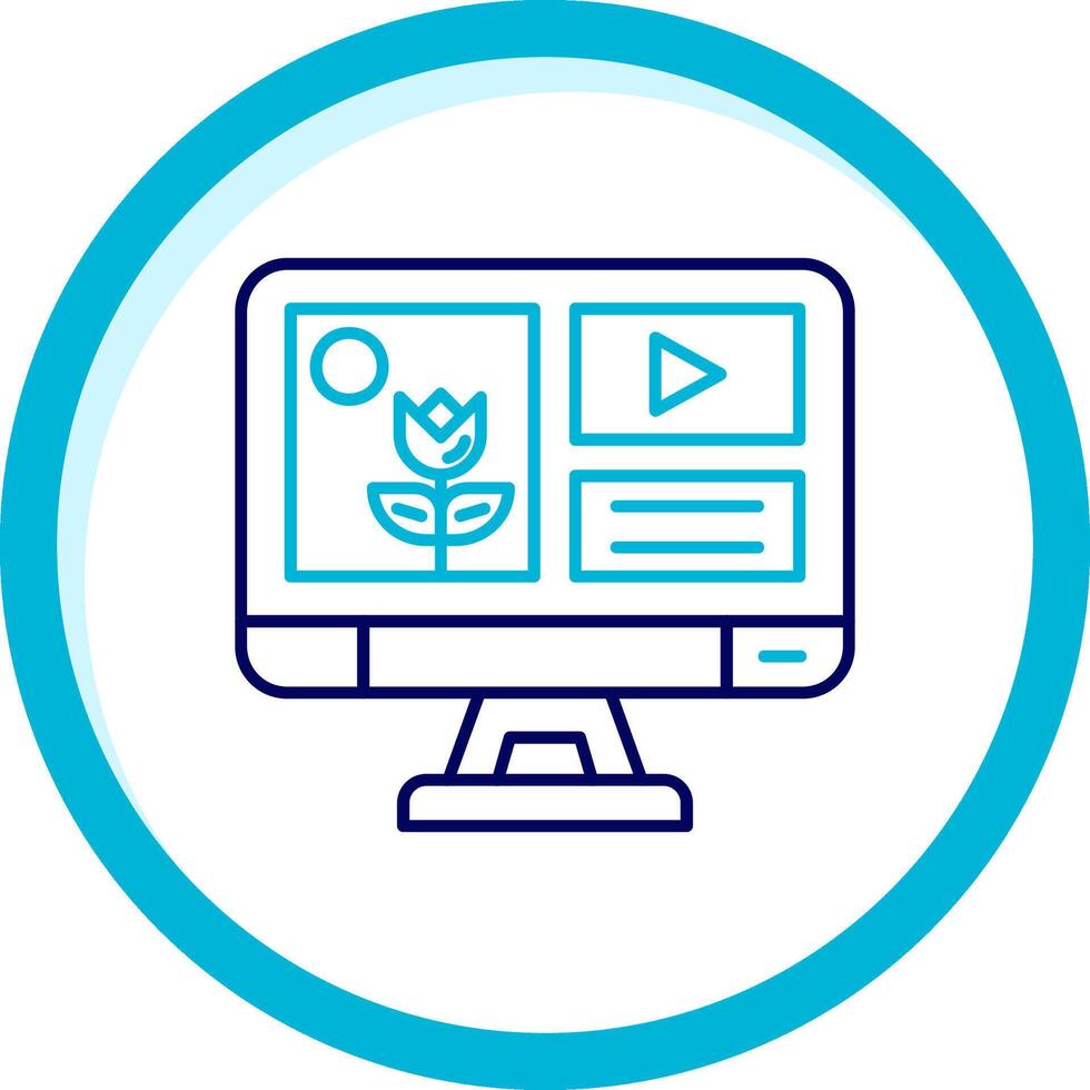 Mixed media Two Color Blue Circle Icon vector
