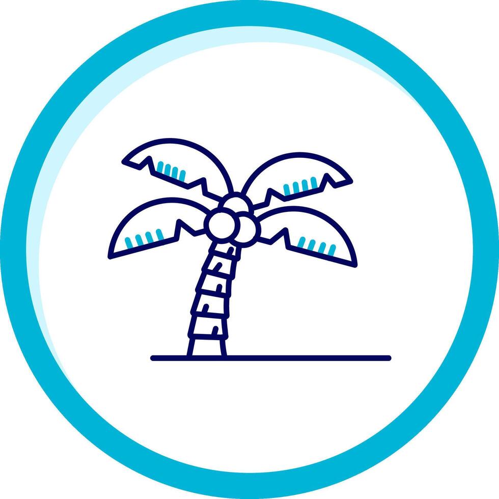 palma árbol dos color azul circulo icono vector