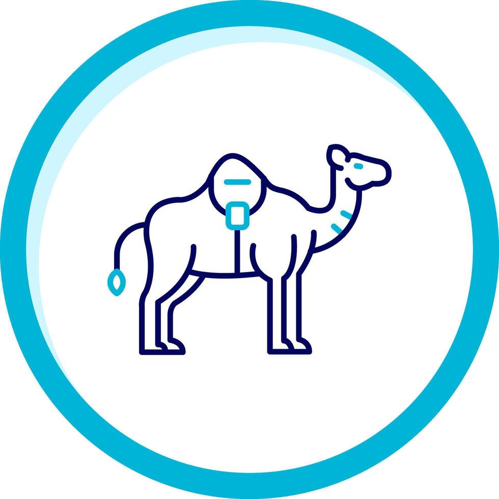 camello dos color azul circulo icono vector