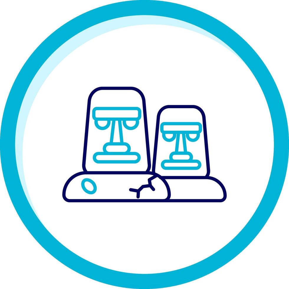 moai dos color azul circulo icono vector