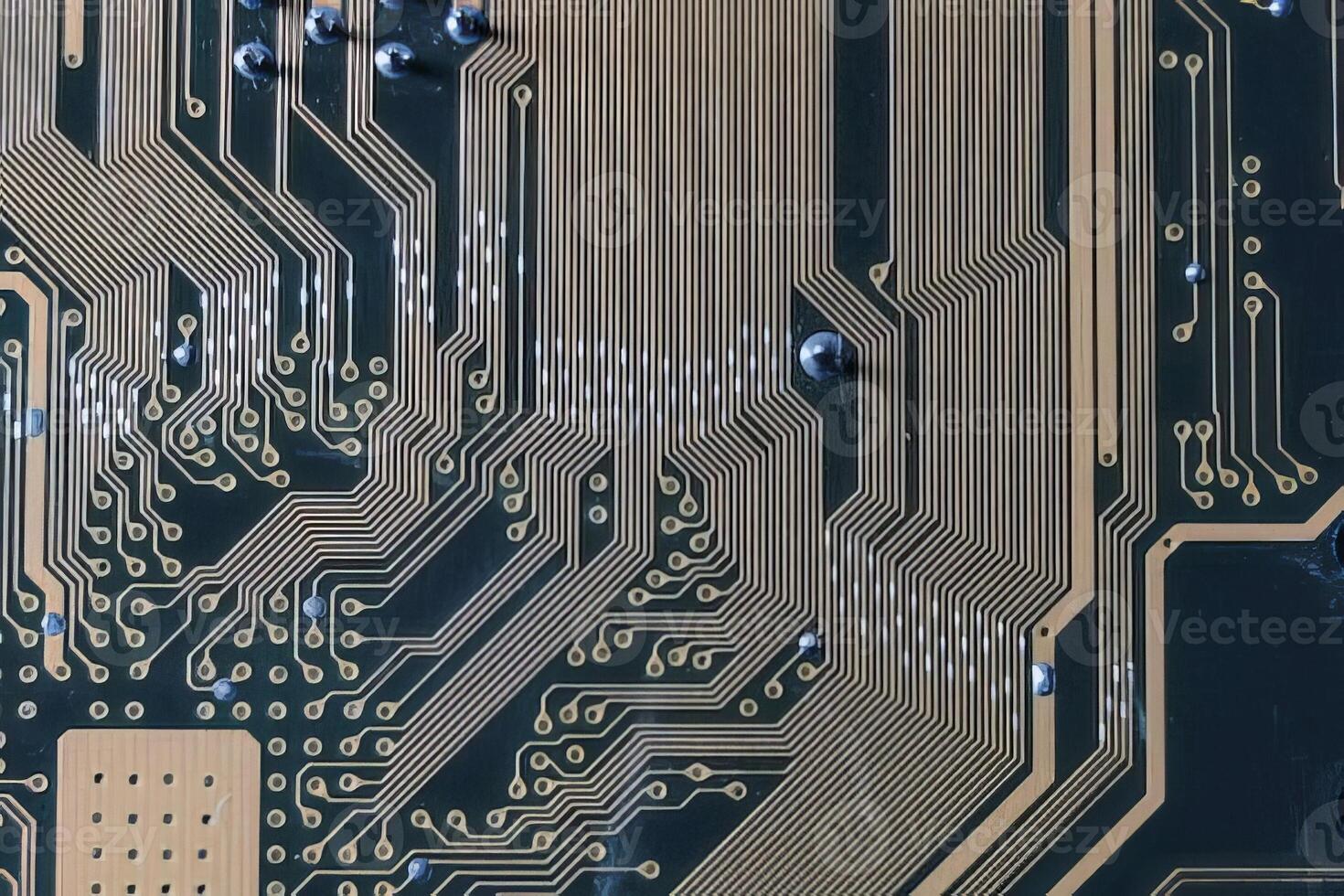 Computer processor and motherboard, microchip details close view. Hi-tech innovation background photo