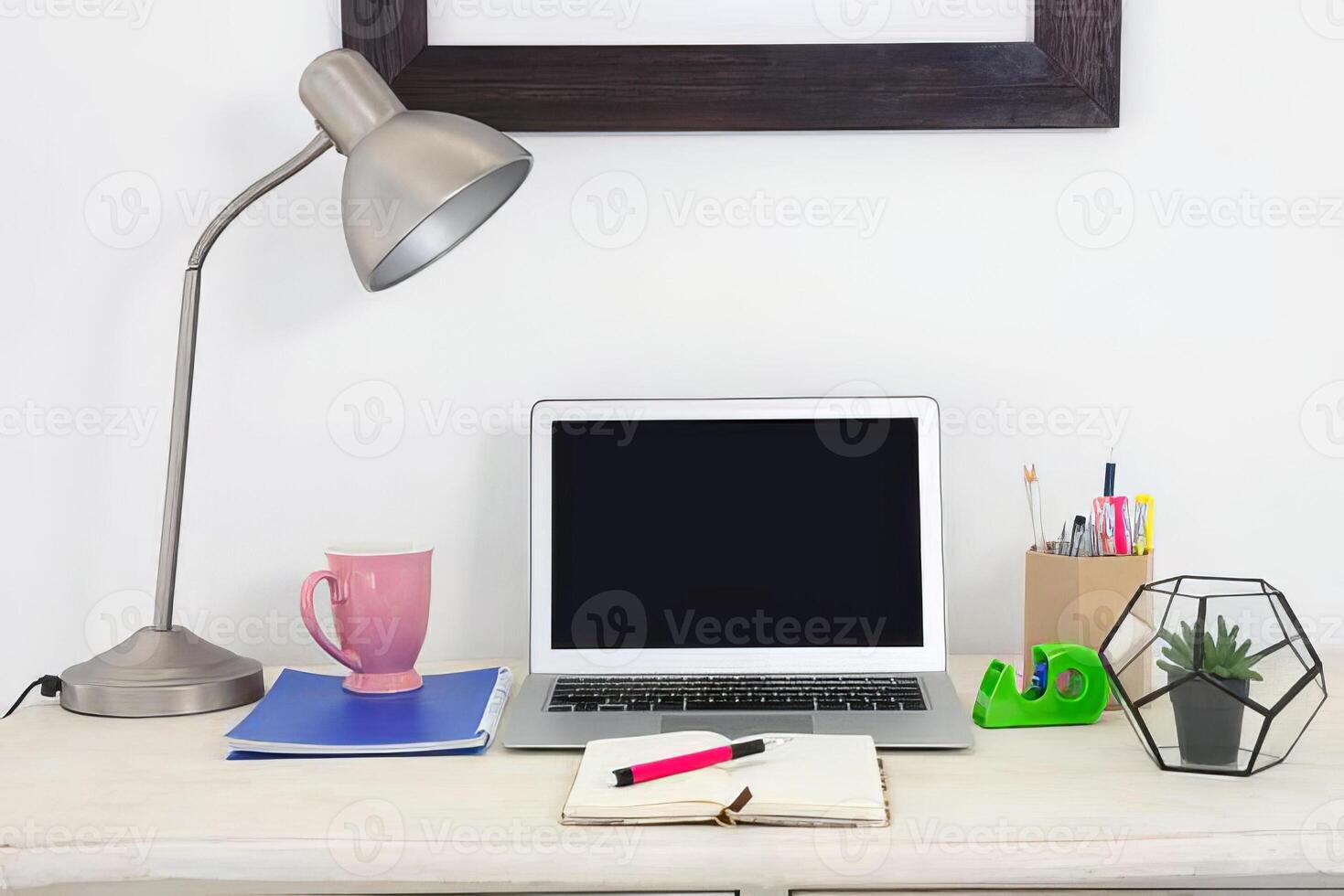 Empty laptop screen mockup template, laptop display photo