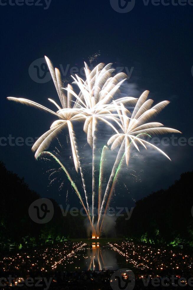 fuegos artificiales antecedentes. nuevo año, Navidad de cumpleaños celebracion. festivo estado animico foto