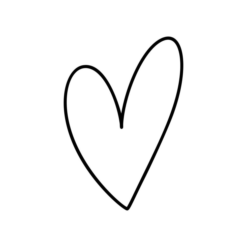 Hand drawn love heart vector logo line illustration. Black outline. Element Monoline for Valentine Day banner, poster, greeting card