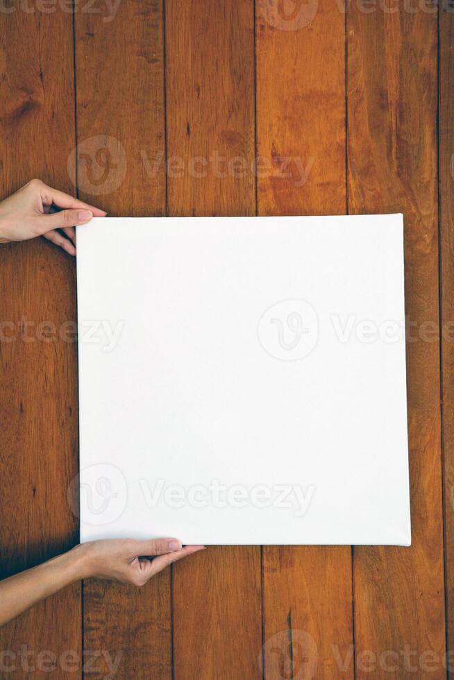 Empty picture template, blank canvas mockup photo