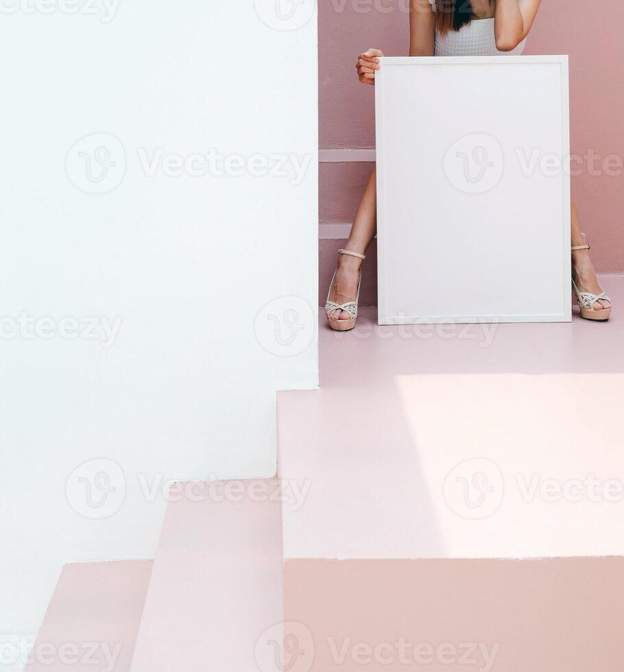 Empty picture template, blank canvas mockup photo