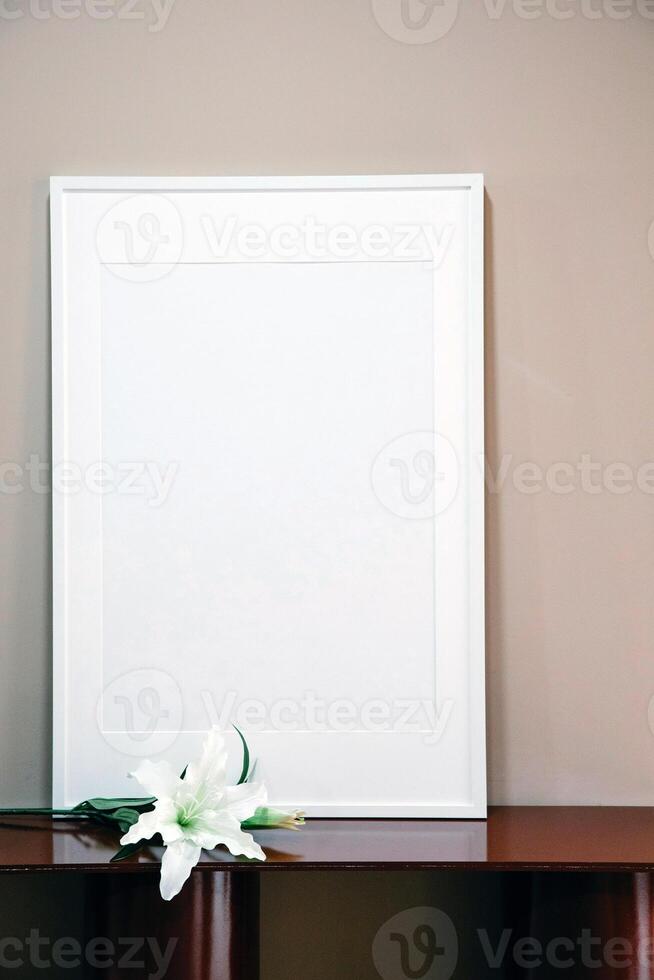 Empty picture template, blank canvas mockup photo