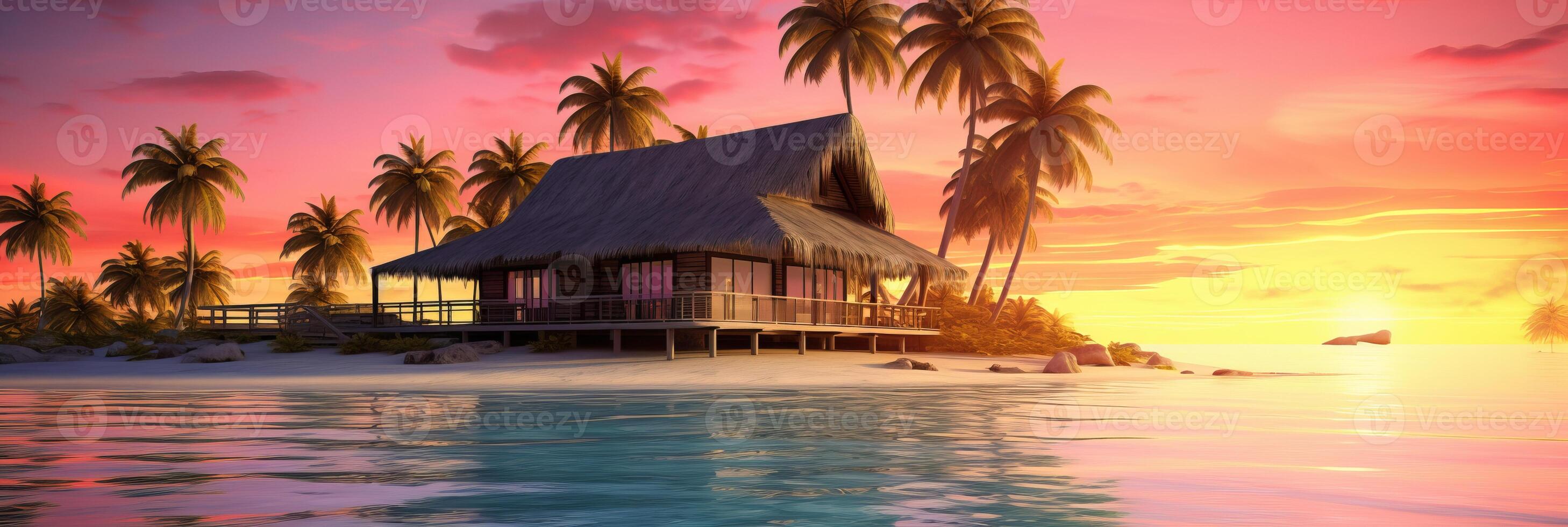 AI generated Bright and serene travel bokeh background with blurred sunset vistas and vacation settings photo