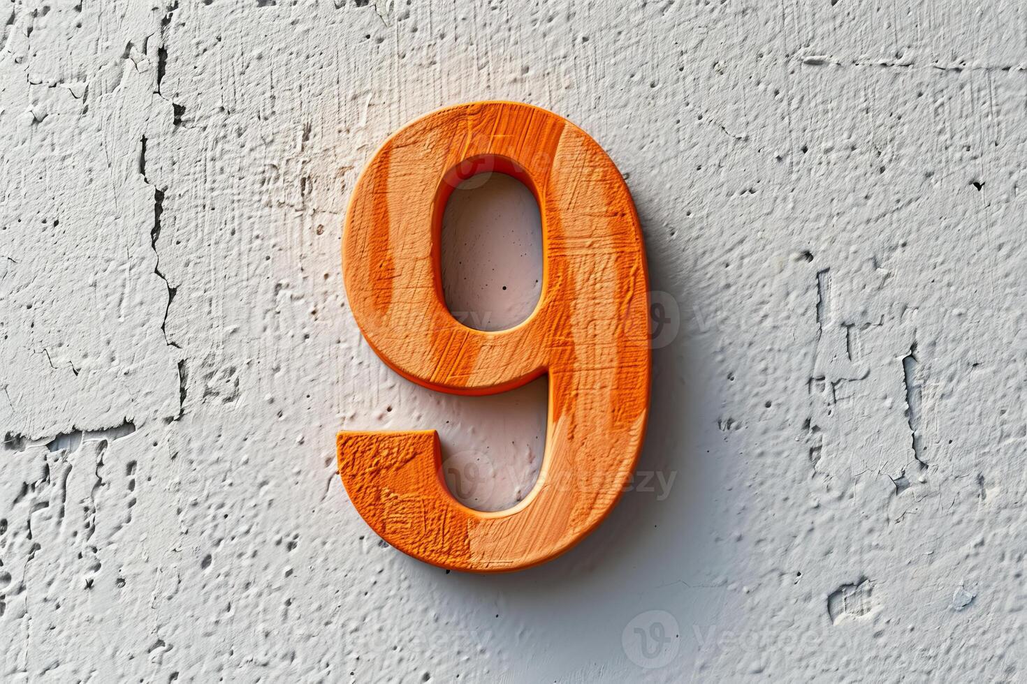 AI generated Number 9  in bold font on a plain white background for design and creative projects. photo