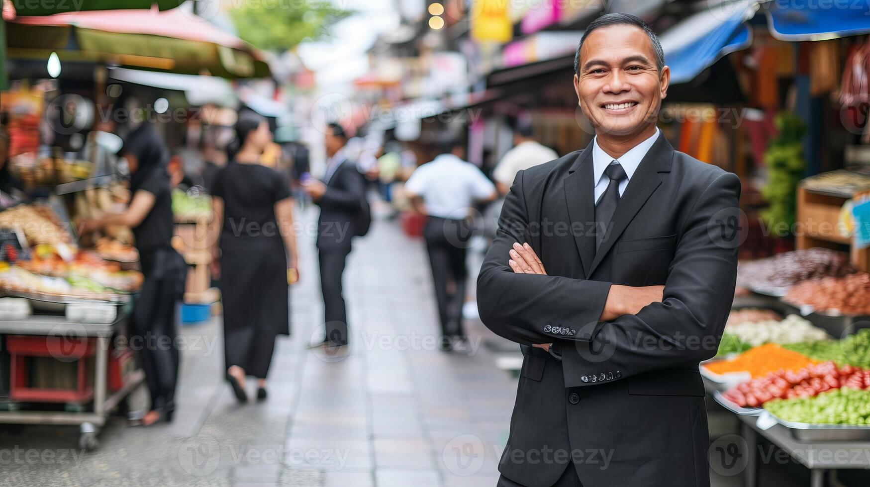 AI generated Confident successful young asian businessman smiling with determination and looking professional photo
