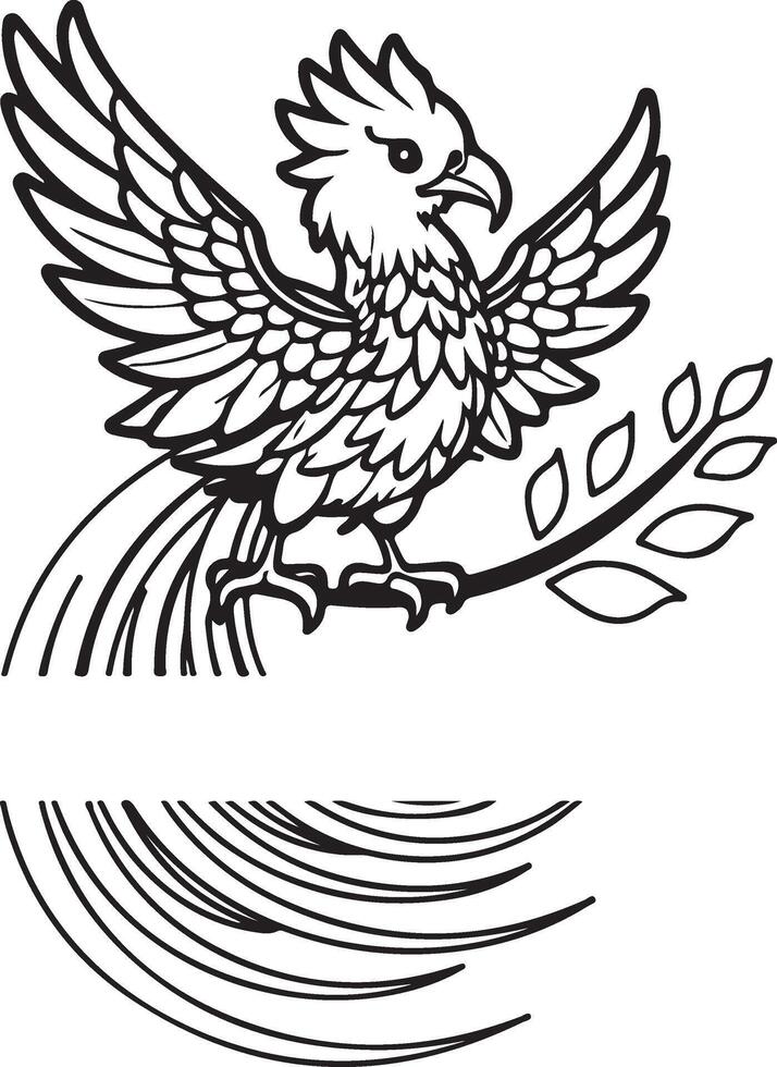 águila tatuaje diseño ilustración de un antecedentes con hojas vector