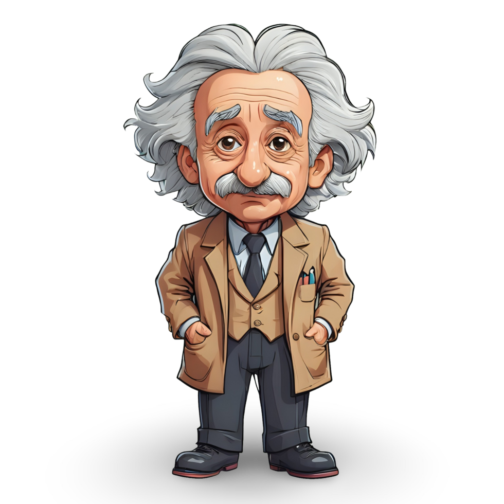 Albert Einstein dessin animé personnage, sur transparent Contexte png