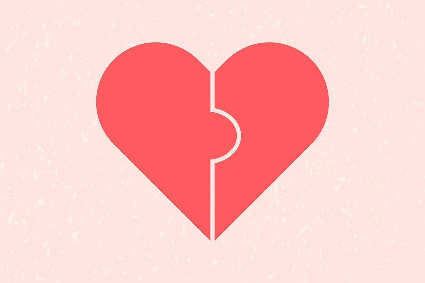 bandera, corazón conformado rompecabezas mitades en un rosado texturizado antecedentes. amar, San Valentín día, romance. vector