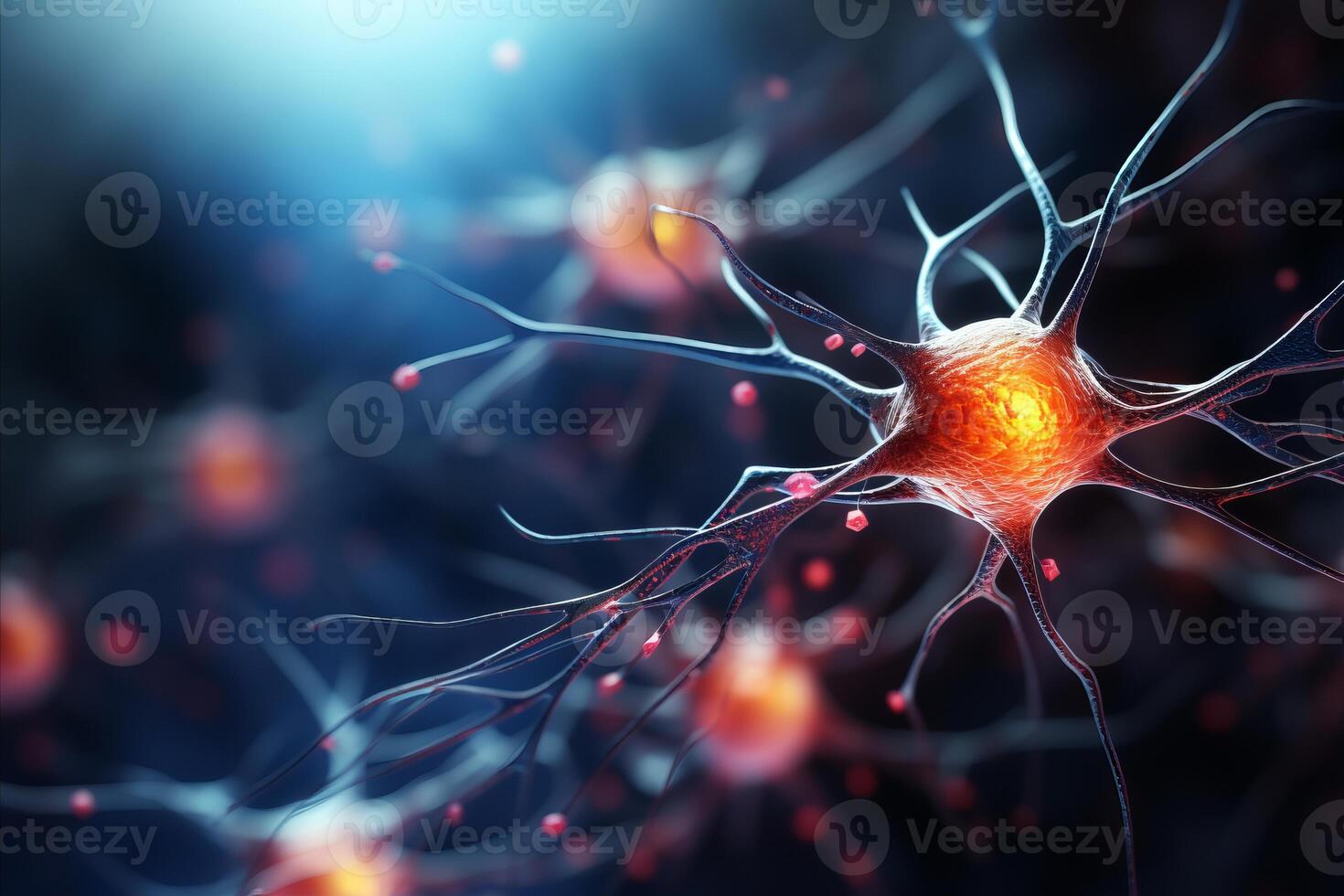 AI generated Abstract background with neuron cells   scientific concept of neural connections and brain activity photo