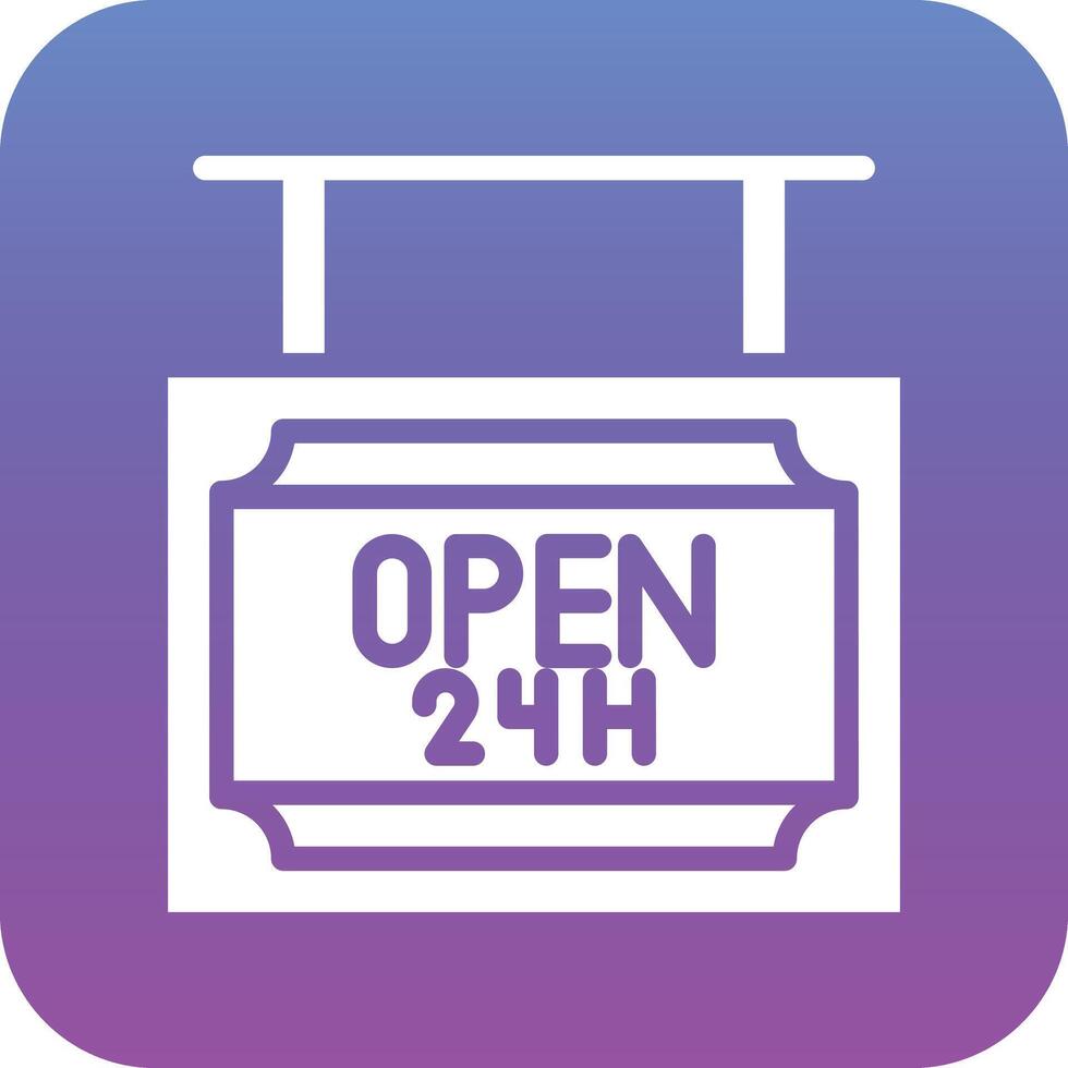 24 Hrs Open Vector Icon