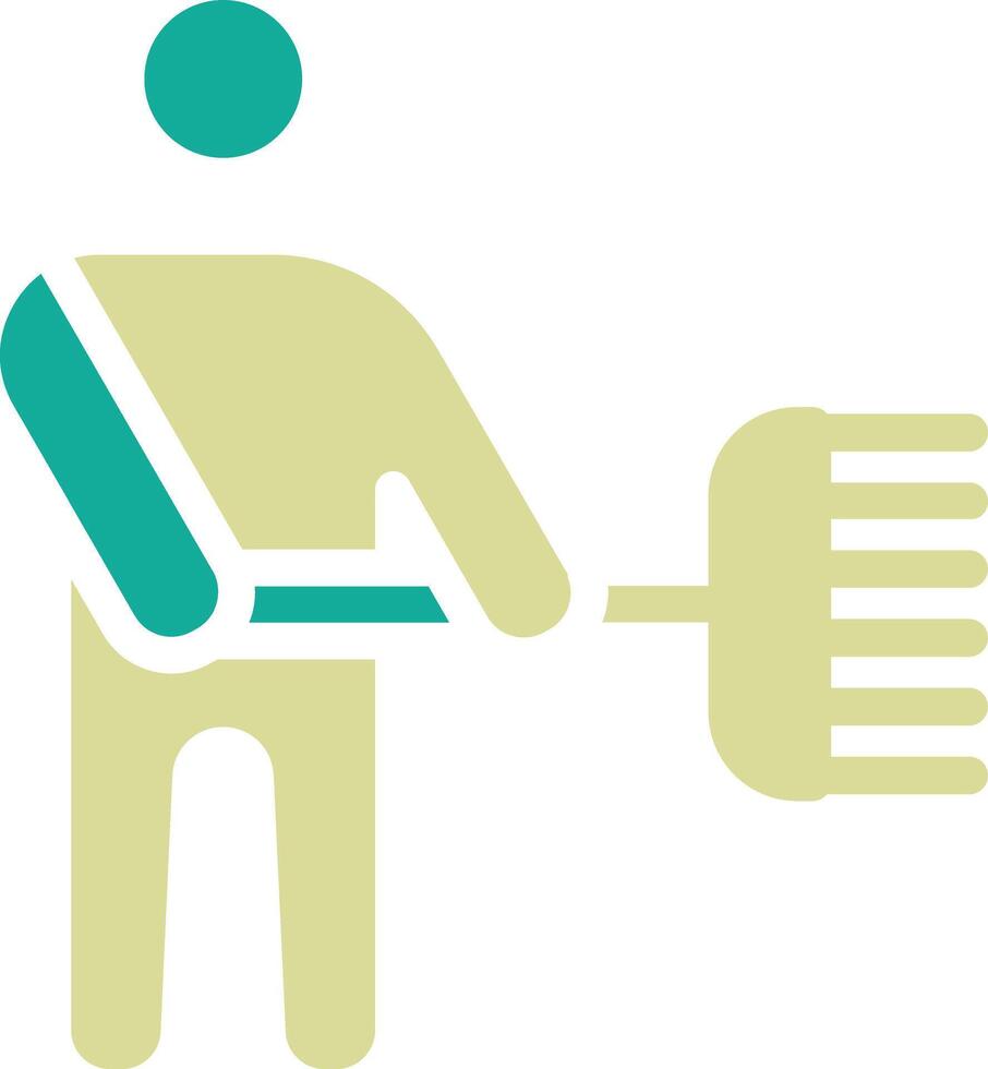 Man Holding Mop Vector Icon