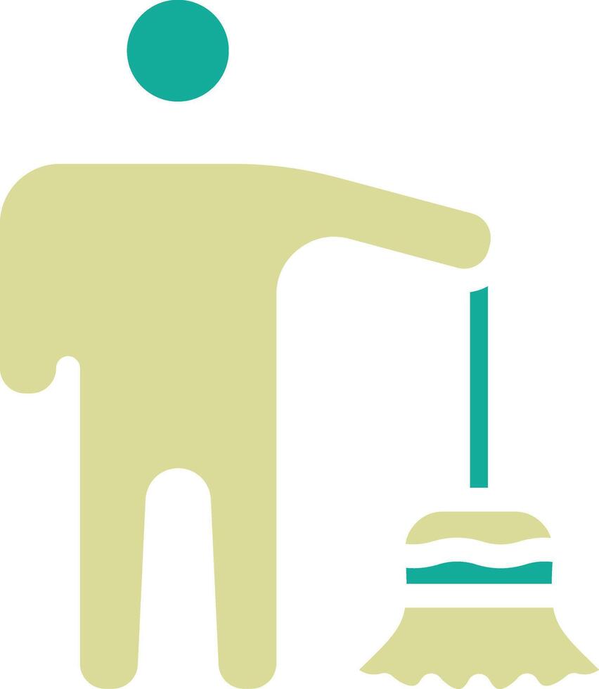 Man Sweeping Floor Vector Icon