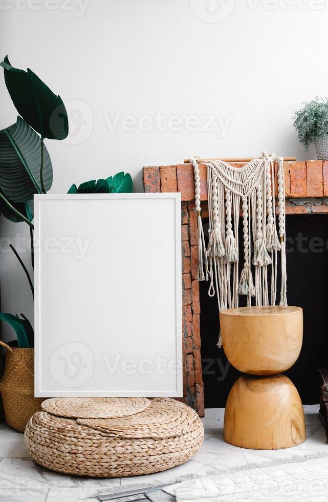 Empty picture template, blank canvas mockup photo