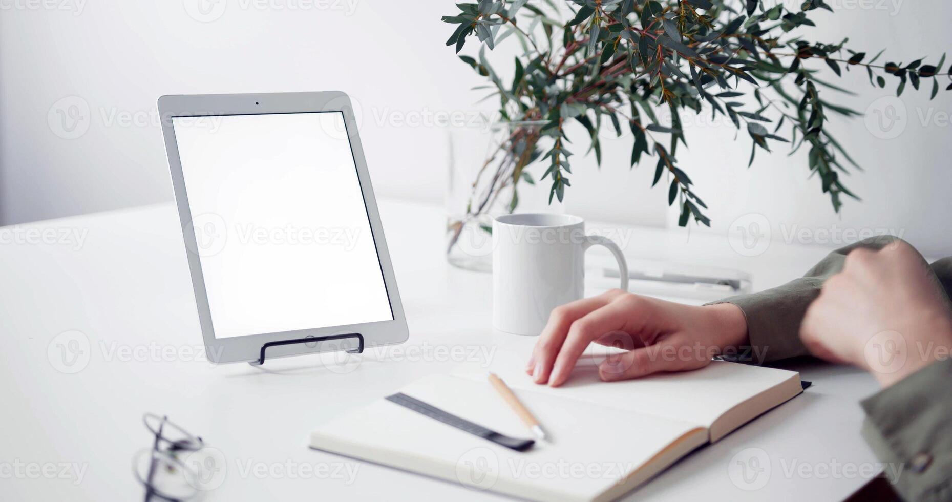 Empty tablet screen mockup template for banners and other design purposes, empty blank display photo