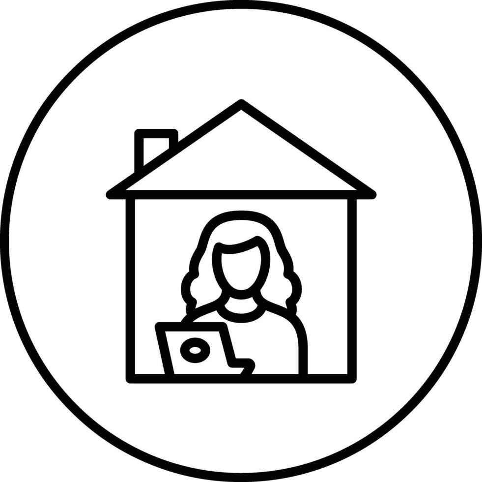 Women Working at Home Vector Icon