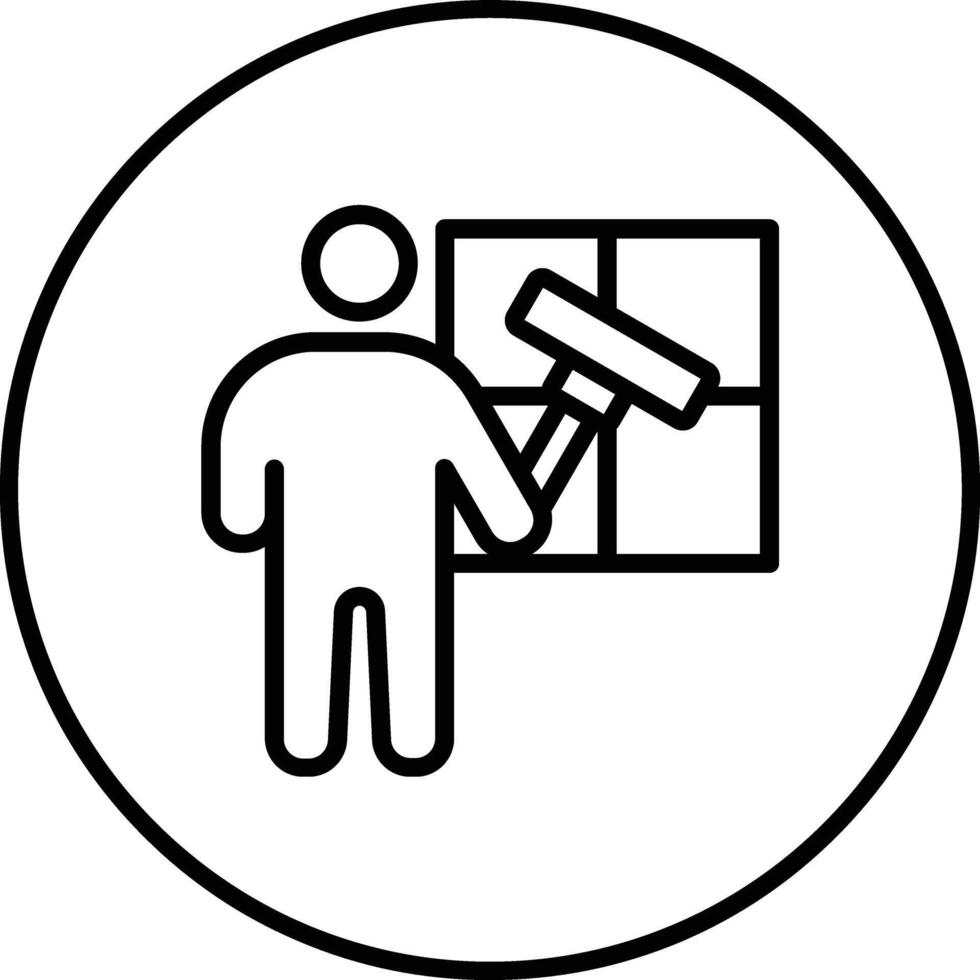 Man Cleaning Window Vector Icon