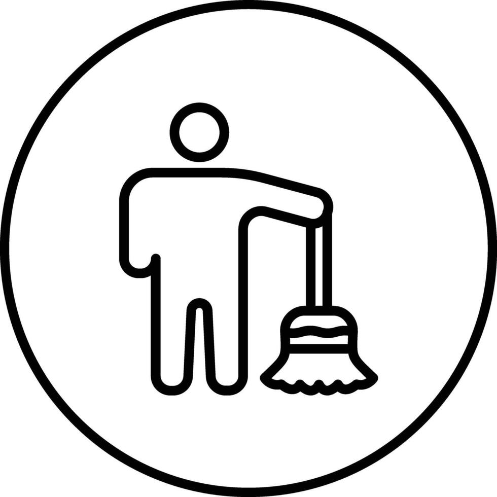 Man Sweeping Floor Vector Icon